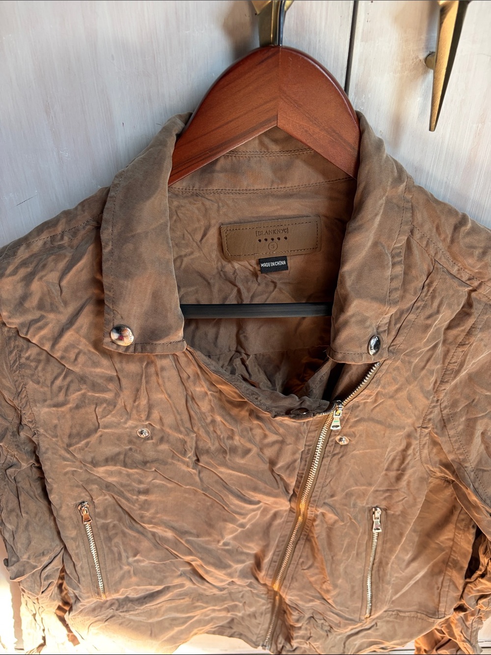 Blanknyc Brown rayon-Effect Biker Jacket